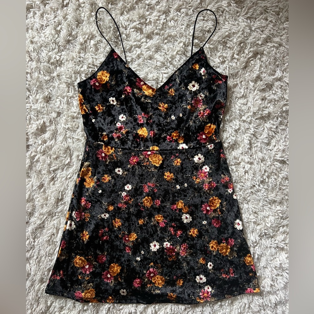 Garage Velvet Floral Mini Dress